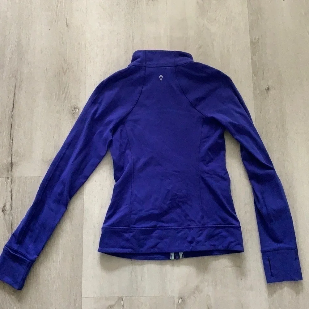 Ivivva Girls Purple Printed Full Zip‎ Athletic Jacket Size 10 Thumbholes
